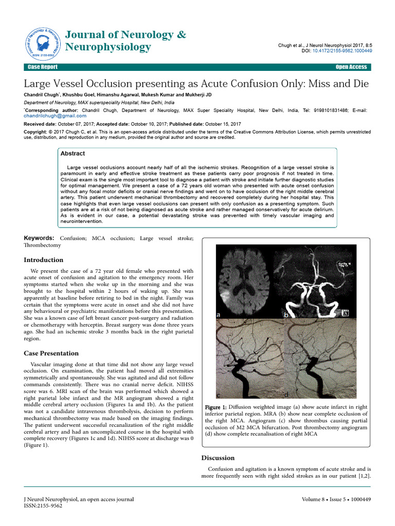 Open Accesslarge Vessel Occlusion Presenting As 