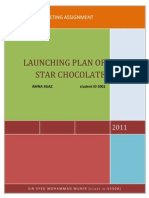 Launching Plan of Star Chocolate: Seminar IN Marketing Assignment