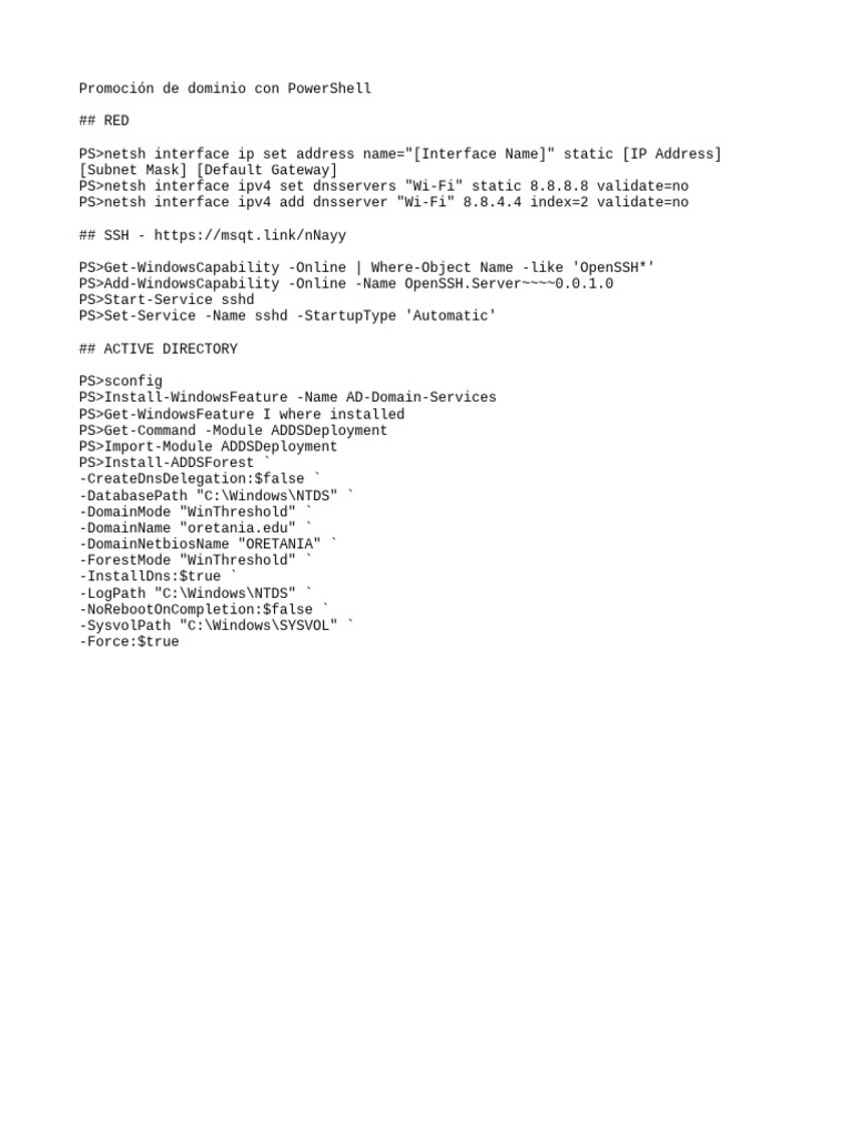PowerShell Domain Promotion Guide | PDF