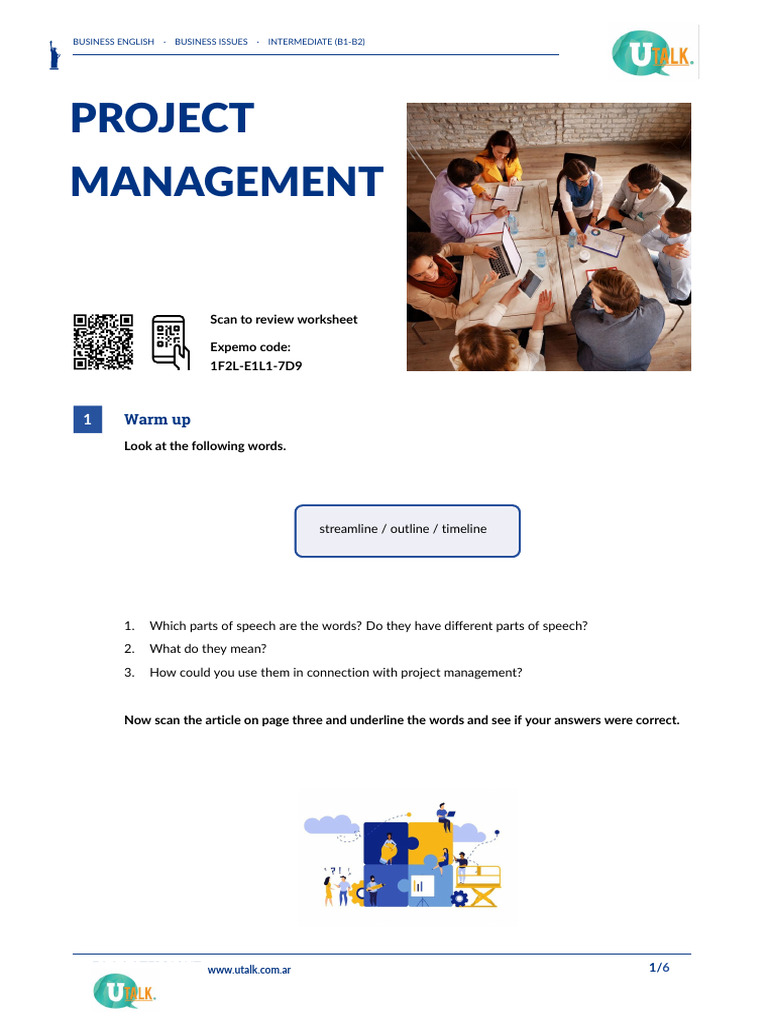 Project Management American English Student B1 B2 | PDF | Communication ...