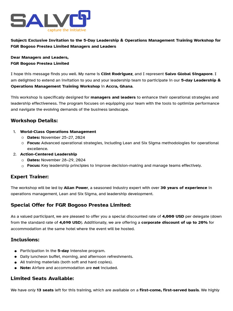 FGR Bogoso Leadership Training Invitation | PDF | Business