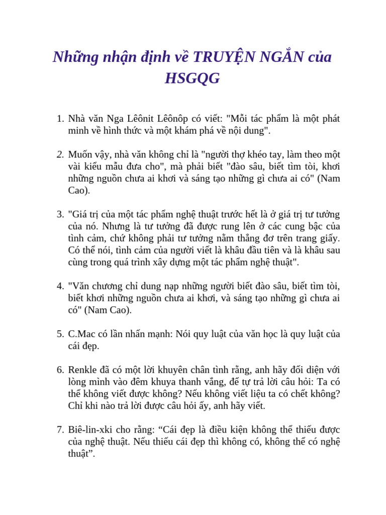 Nhan Dinh Truyen Ngan | PDF