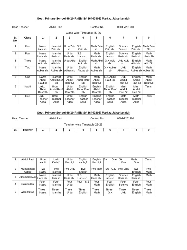 GPS 99 Tail Time Table 25-26 | PDF