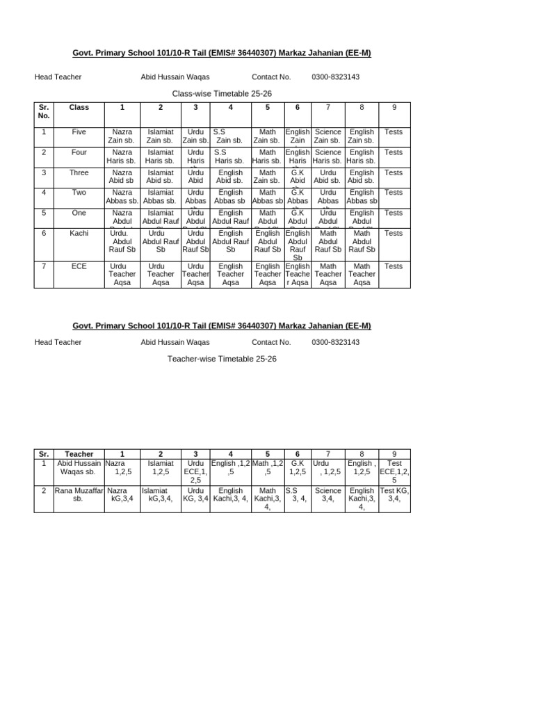 GPS 99 Tail Time Table 25-26 | PDF