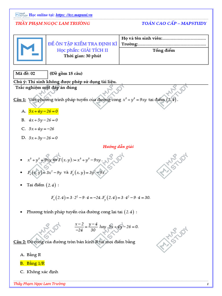 Dap An - de So 2 1743611363252 | PDF