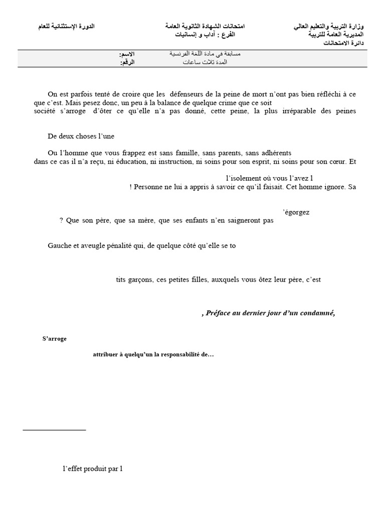 Hugo et la critique de la peine de mort | PDF | Peine capitale | Loi ...