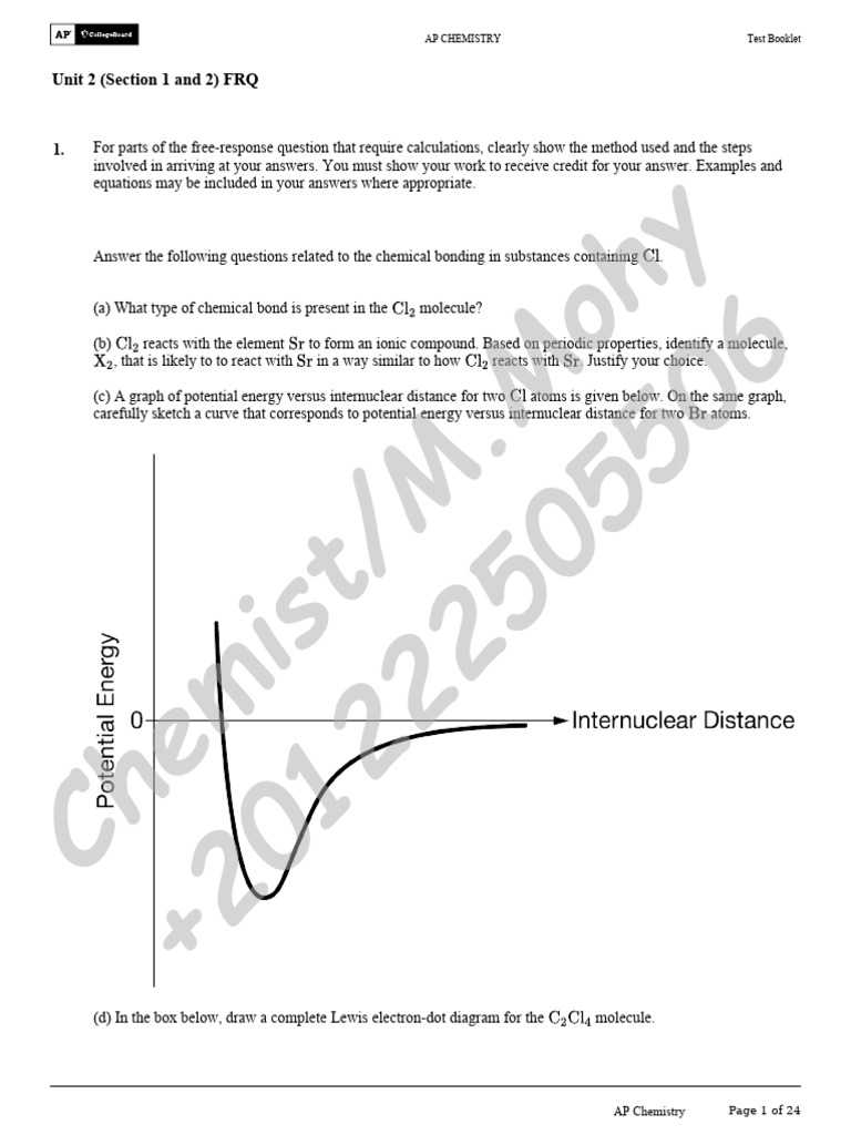 AP Chemistry Unit 2 FRQ Practice Test | PDF | Chemical Reactions ...