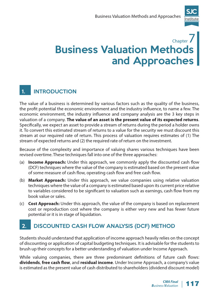 Business Valuation Techniques Overview | PDF | Cost Of Capital | Free ...