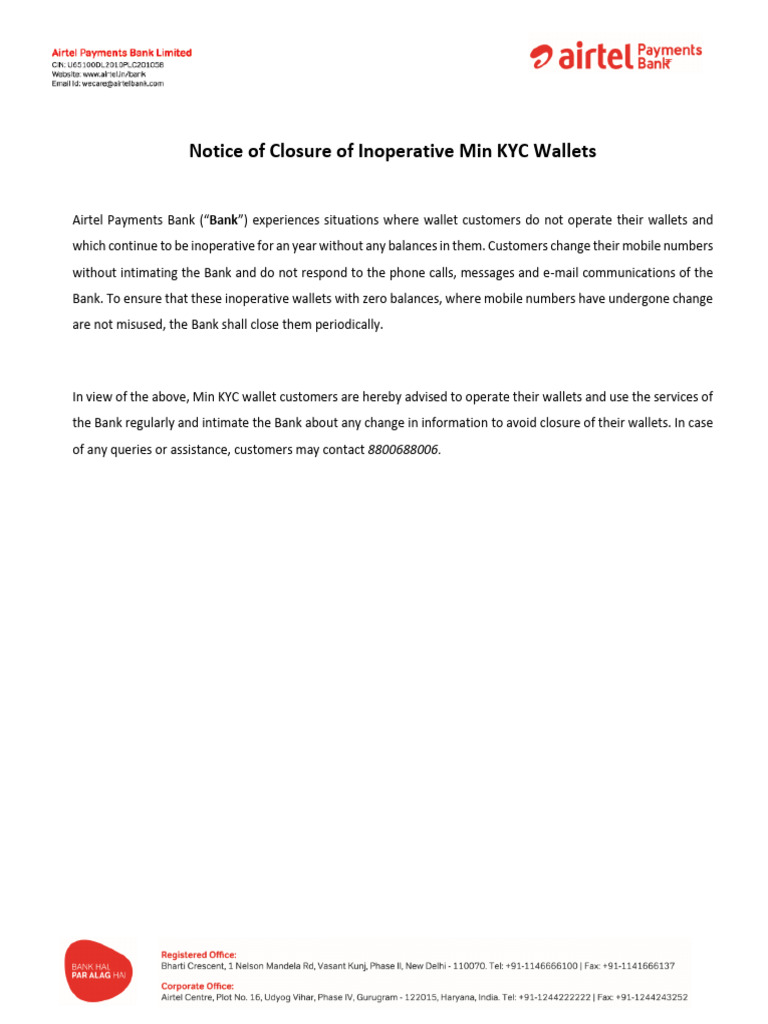 Dormant Wallet Notice | PDF