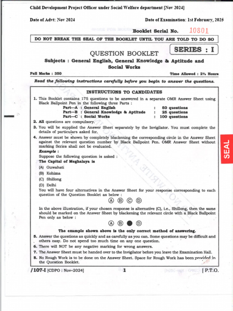 CDPO Tripura Exam Announcement | PDF