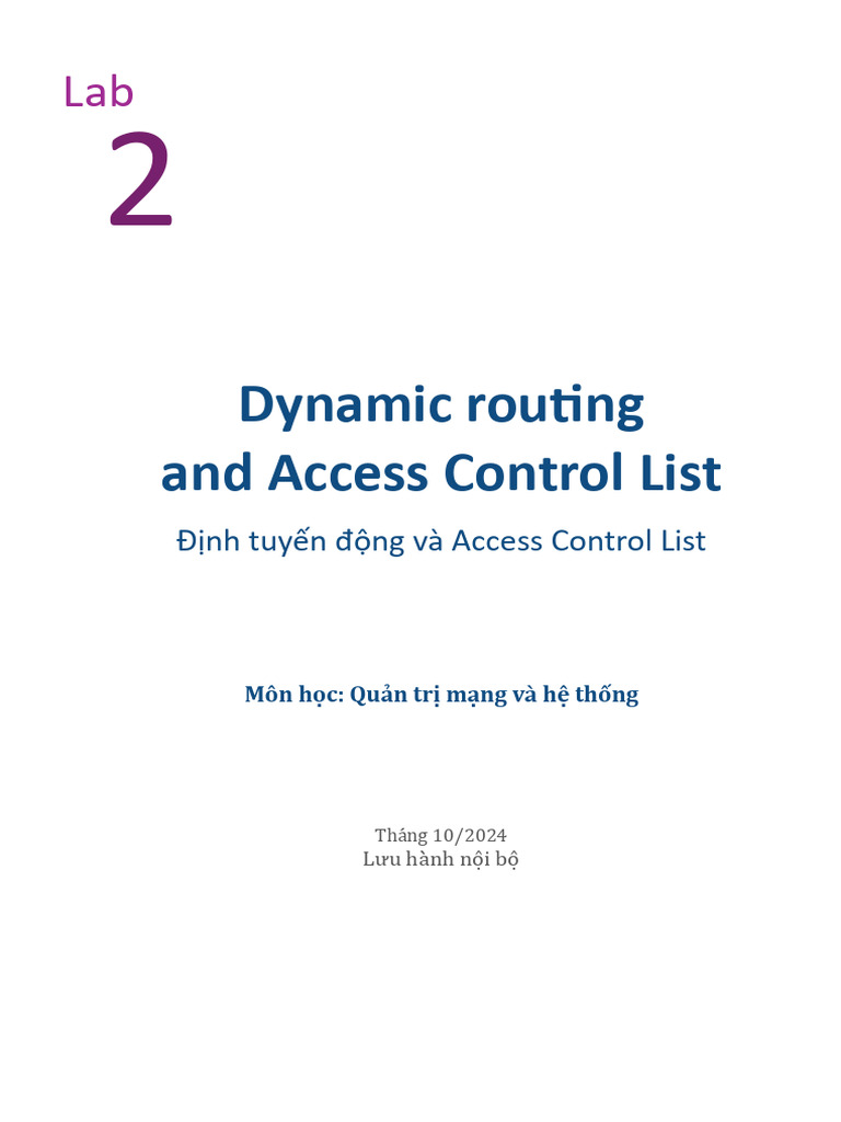Lab 2 - Dynamic Routing With RIPv2 - OSPF - VLAN and Access Control ...