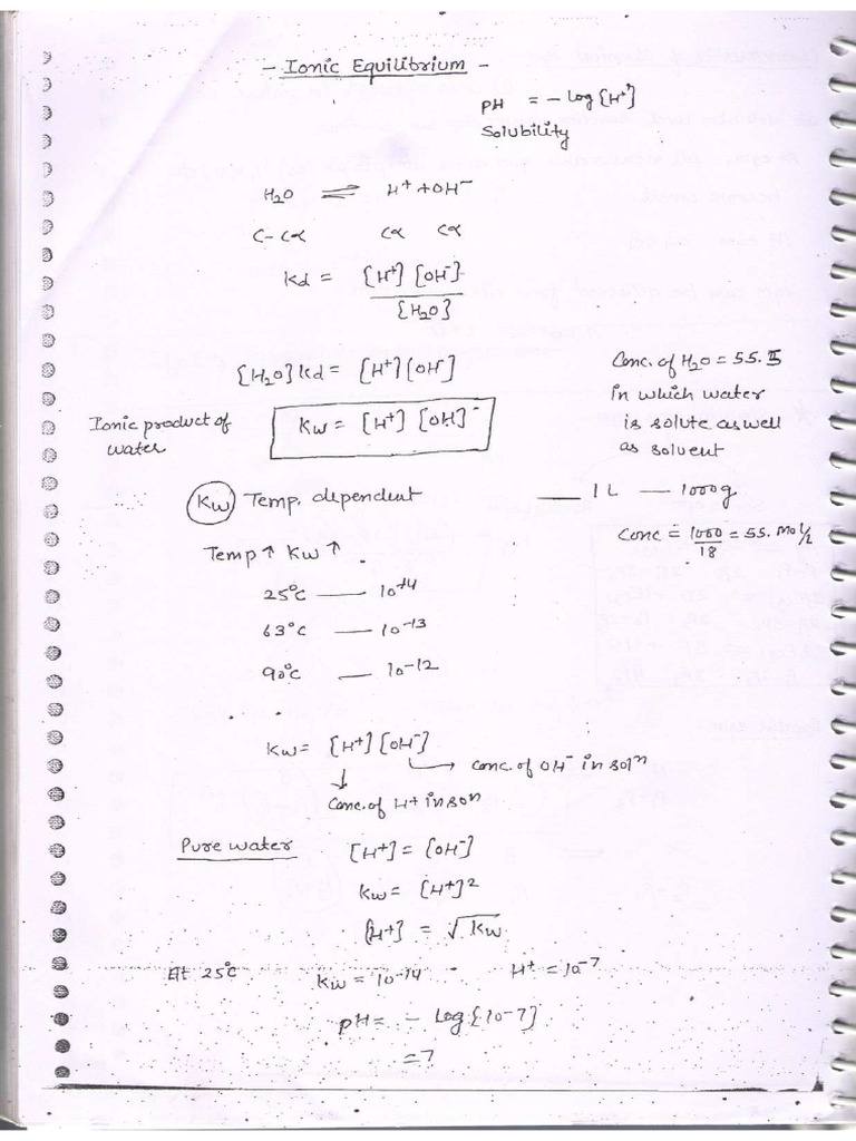 Notes of Ionic Equilibrium | PDF