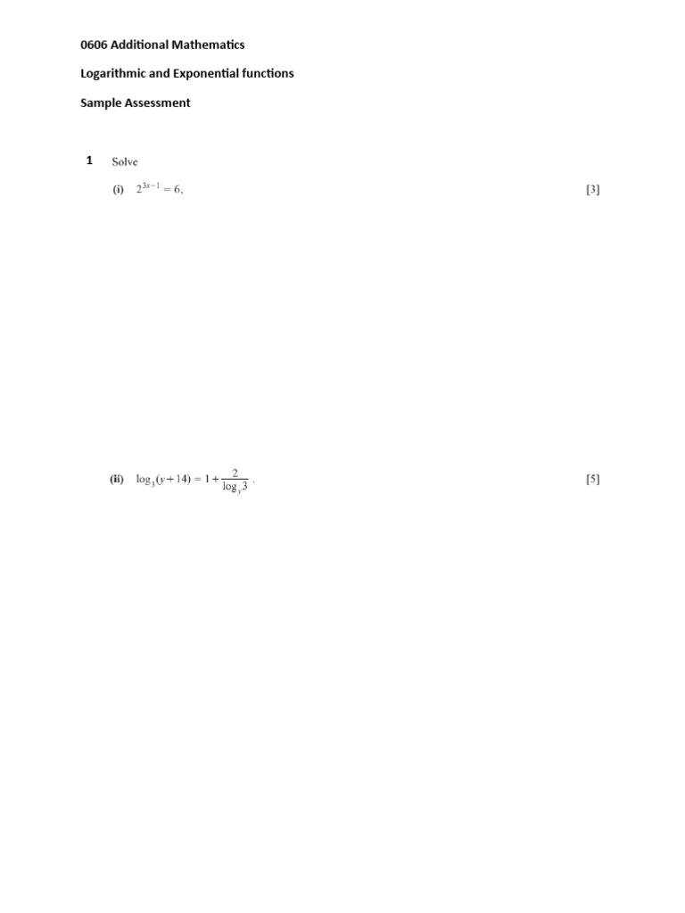 0606 Additional Mathematics | PDF