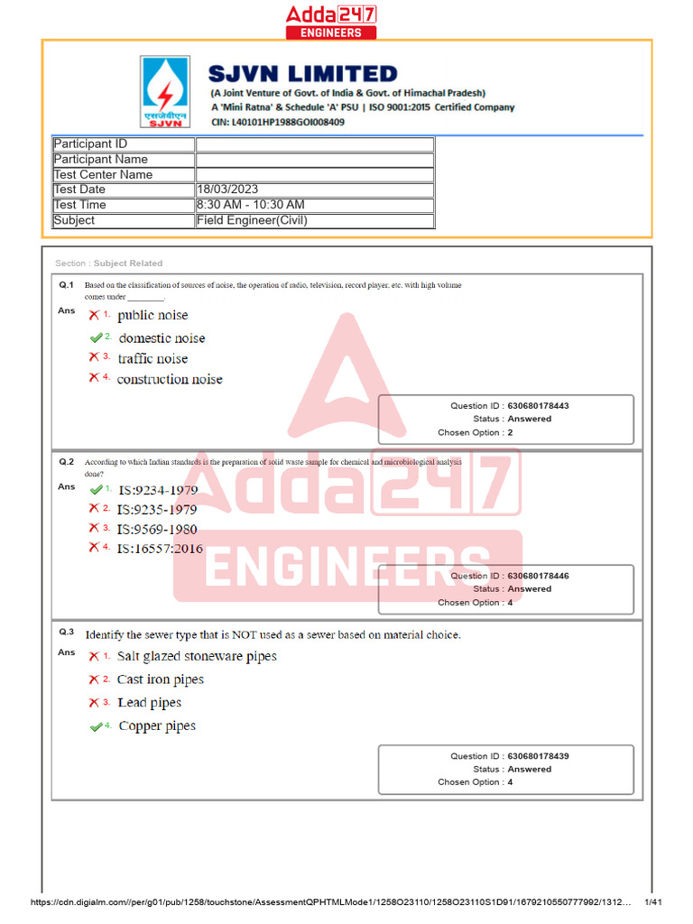 Assessment for Field Engineer Role | PDF