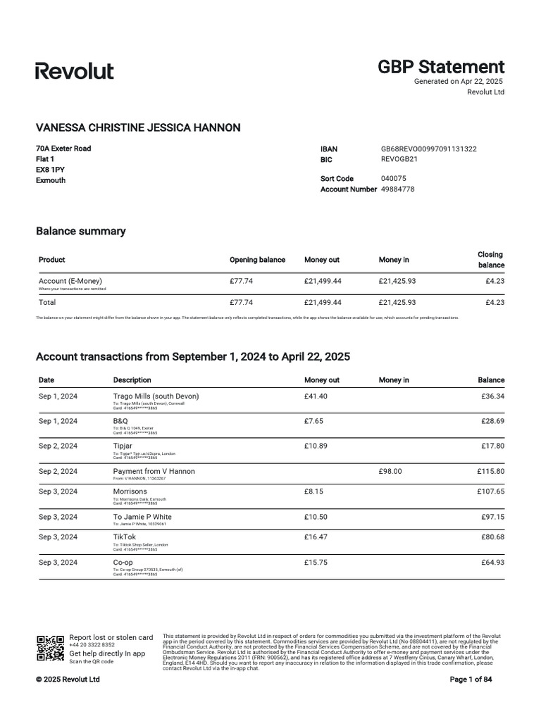 Revolut GBP Statement Summary | PDF | Qr Code | Service Industries