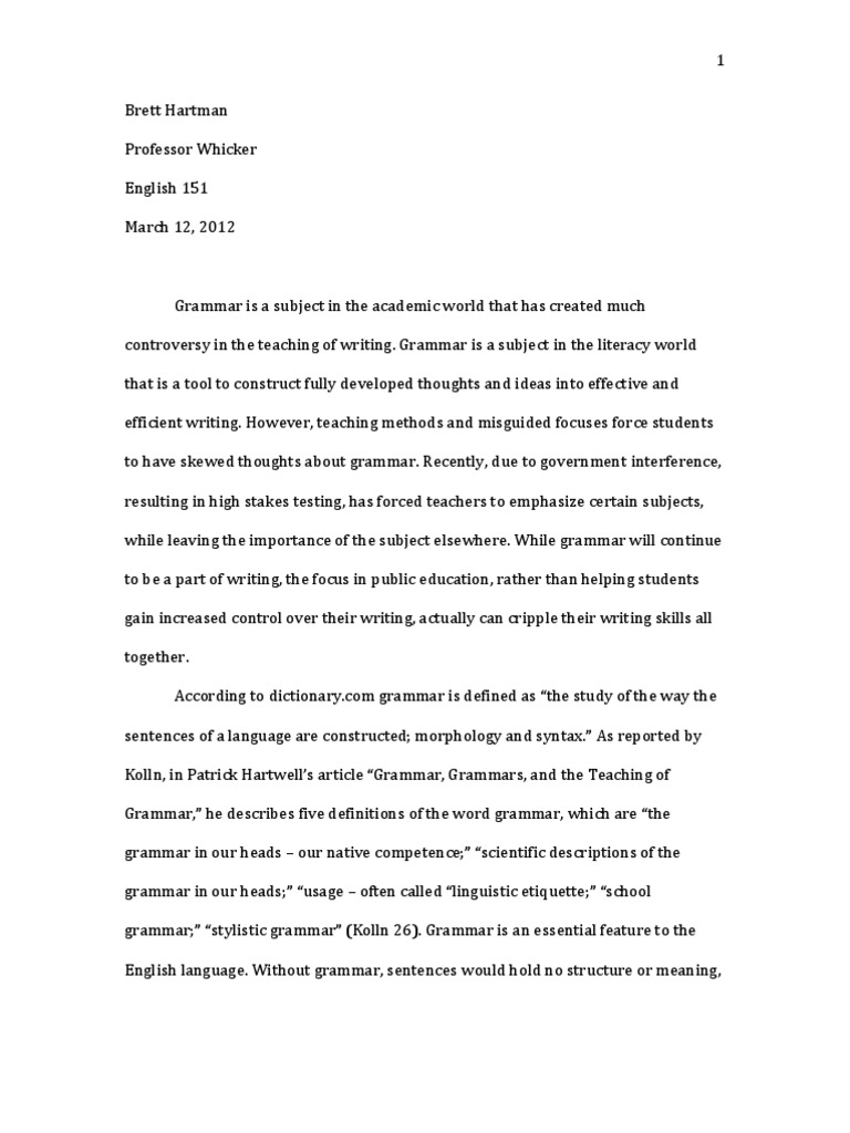 Grammar Paper Grammar Teachers