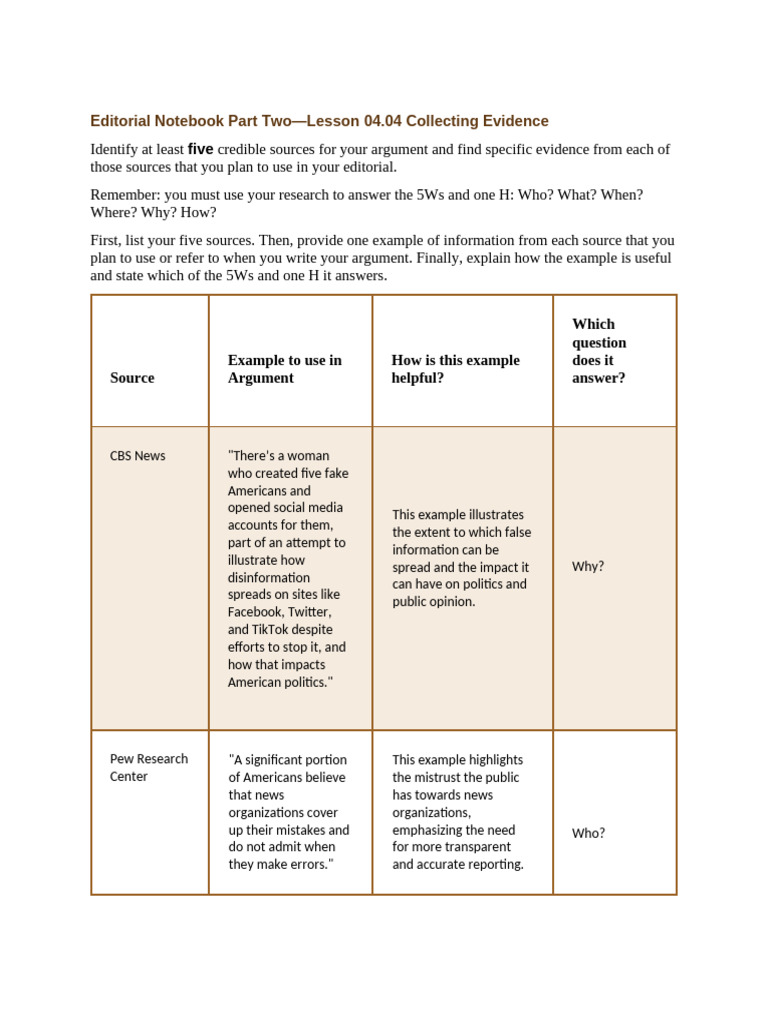 Evaluating Credible Sources for Arguments | PDF | News | Journalism