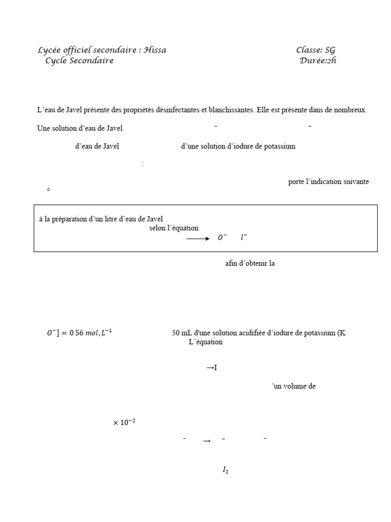 Réactions chimiques et calculs en chimie | PDF | Blanchiment (chimie) | Ph
