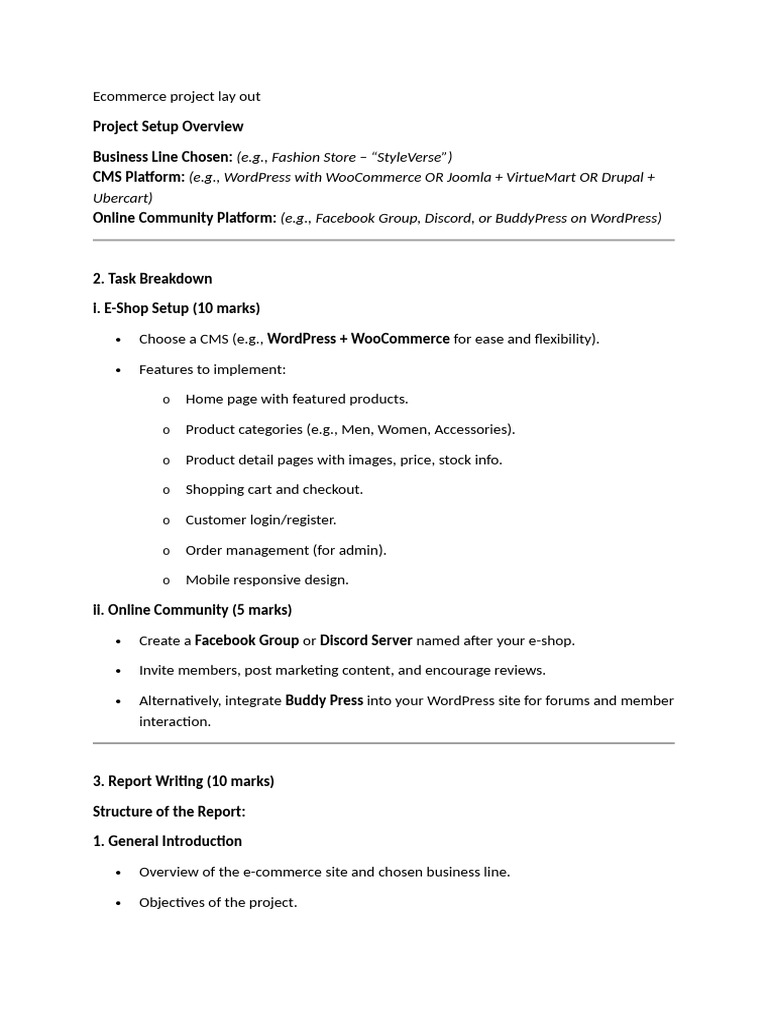 Ecommerce Project Layout Guide | PDF | Word Press | Online Shopping