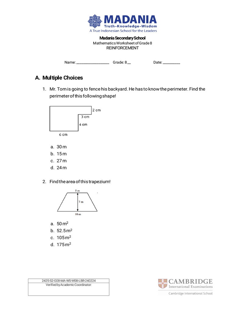 A. Multiple Choices | PDF | Volume | Length