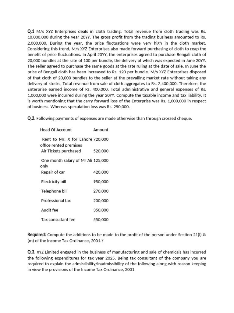 Tax Computation for XYZ Enterprises and ABC Ltd. | PDF | Expense | Taxes