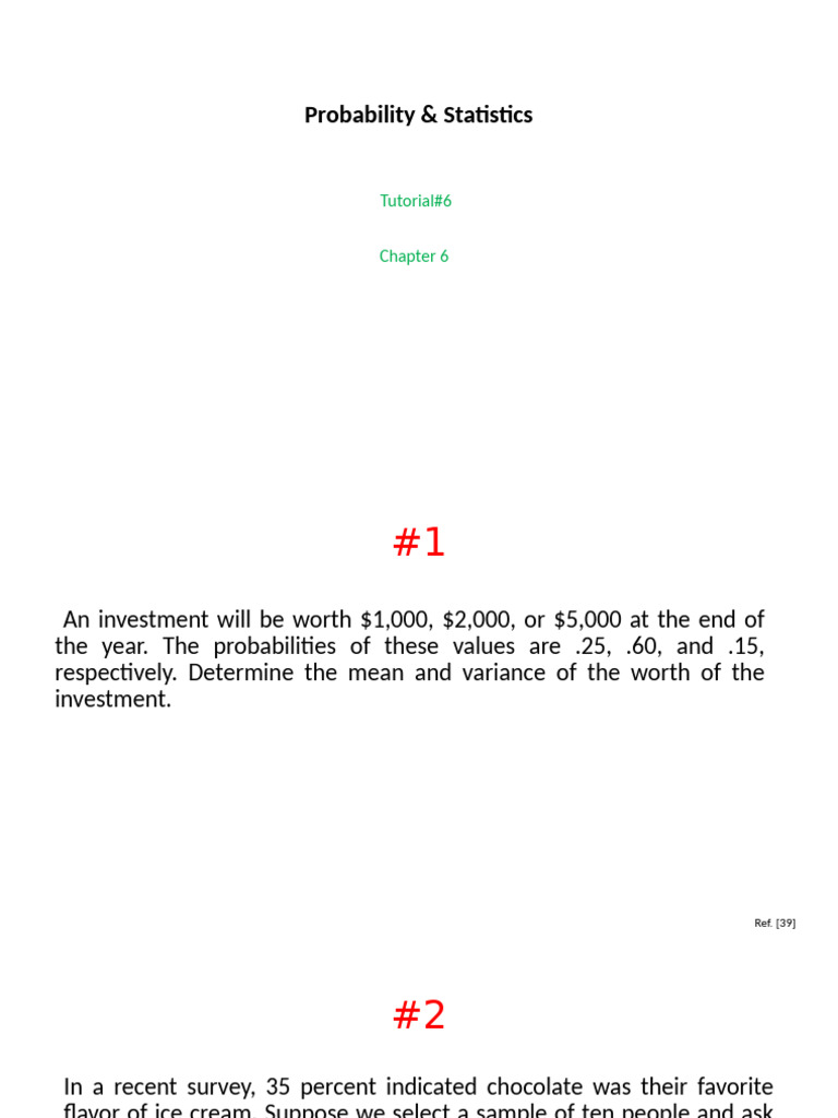 Tutorial - CH6 | PDF | Standard Deviation | Sampling (Statistics)