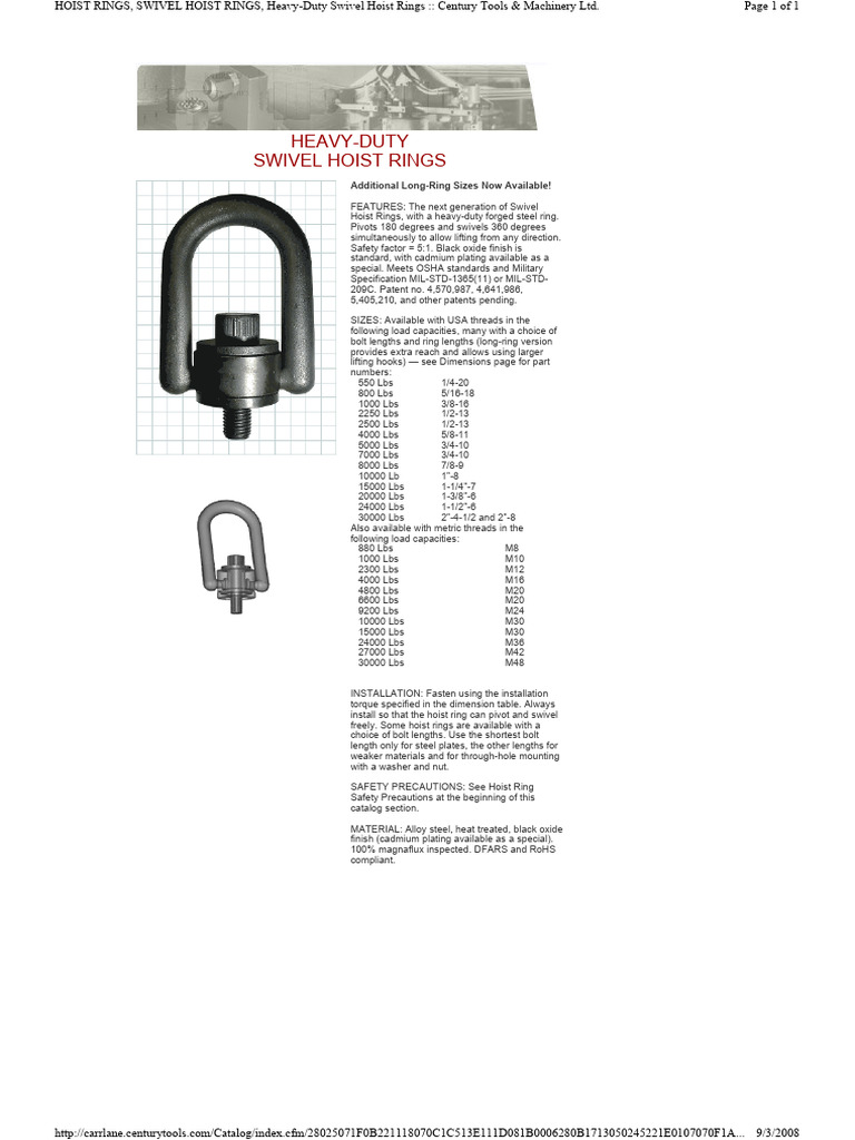 Heavy-Duty Swivel Hoist Rings Info | PDF