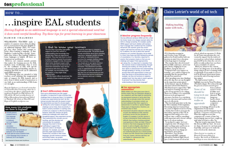 Effective Strategies for EAL Students | PDF | English As A Second Or ...