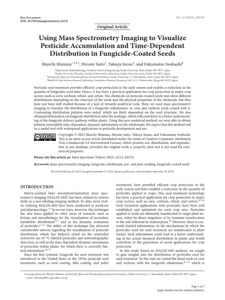 Using Mass Spectrometry Imaging To Visualize Pesticide Accumulation and ...