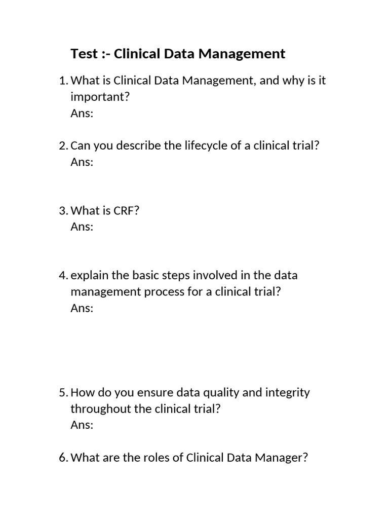 Clinical Data Management Overview | PDF