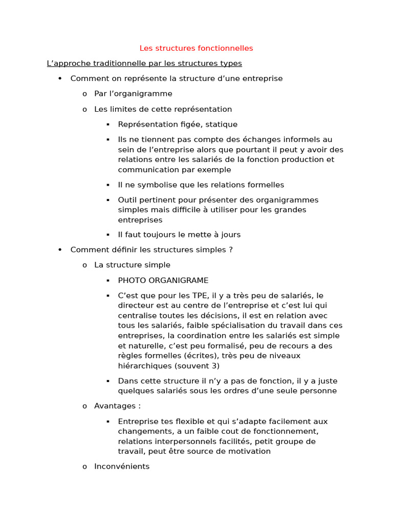 Structures fonctionnelles en entreprise | PDF | Business | Économie