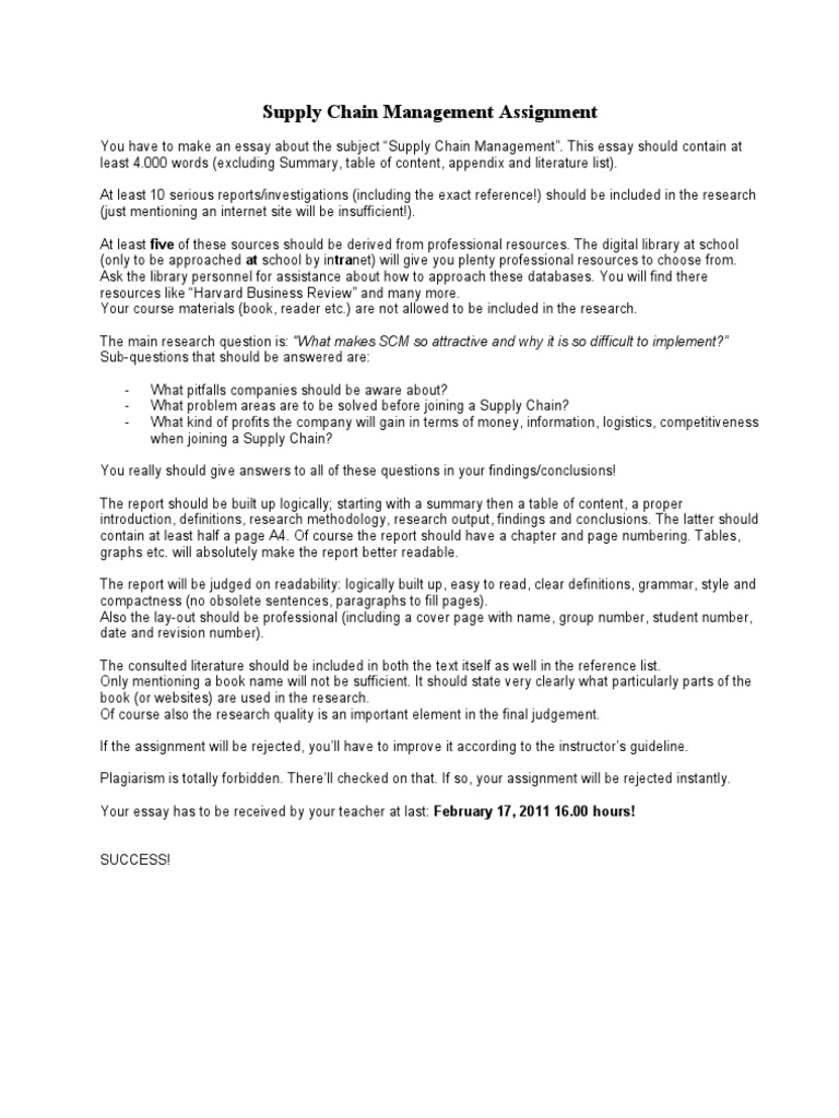 Components of supply chain management essay image
