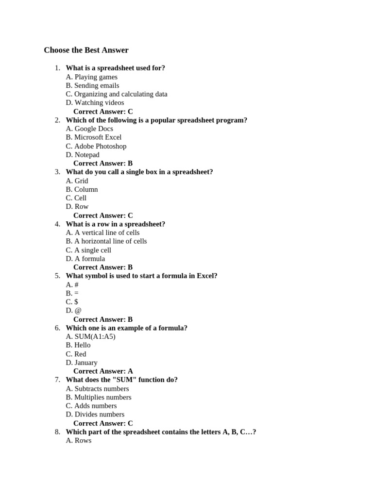 Spreadsheet Basics and Functions | PDF