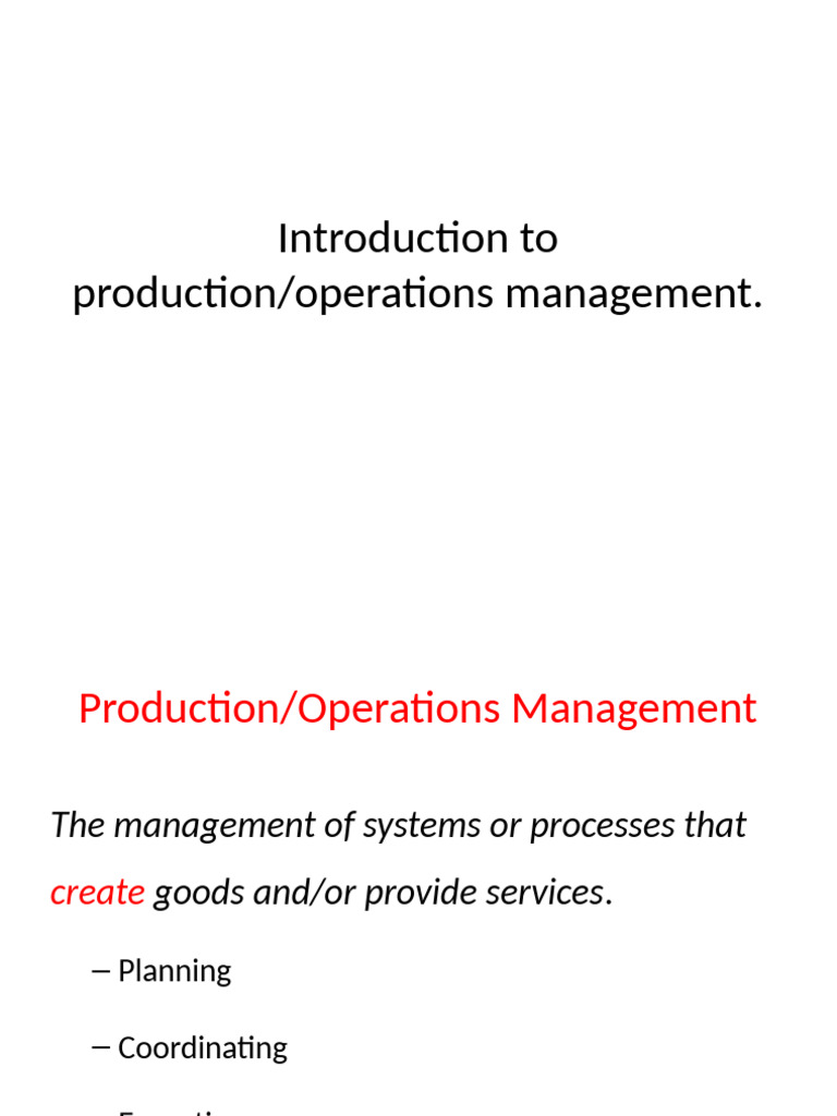 Overview of Production Management Concepts | PDF | Operations ...