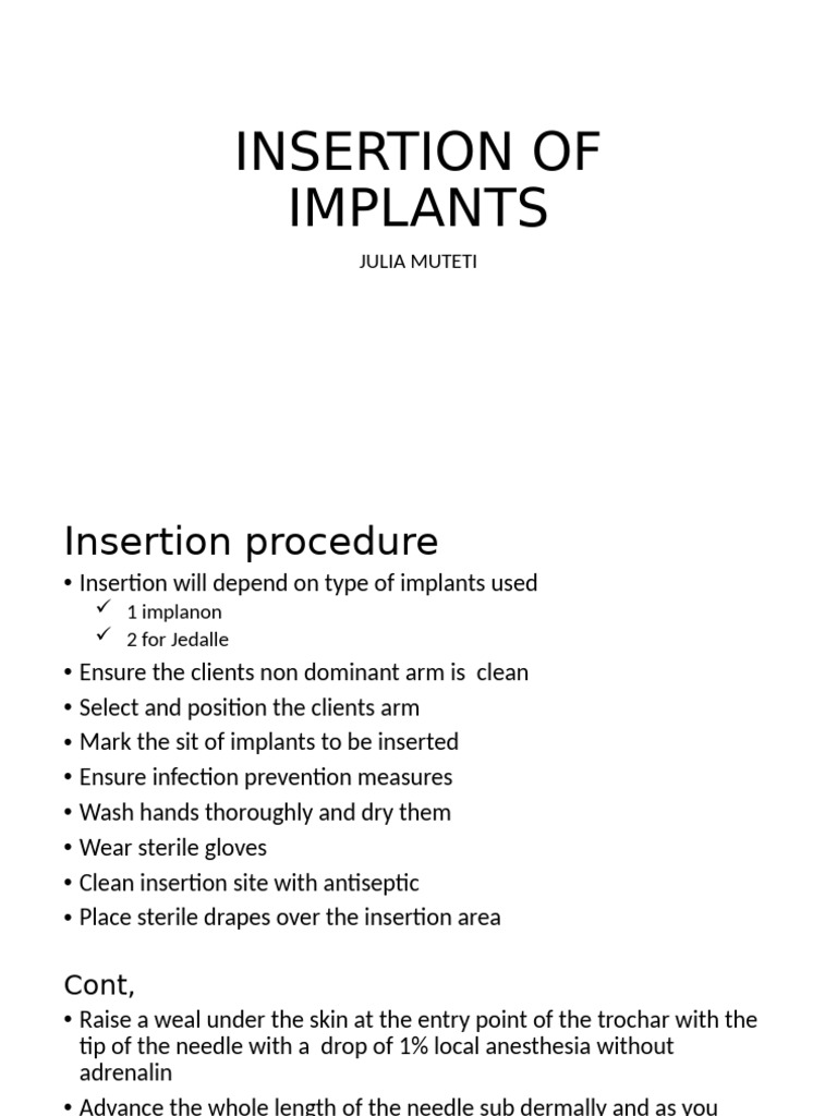 Implant Insertion and Removal Guide | PDF | Clinical Medicine | Medical ...