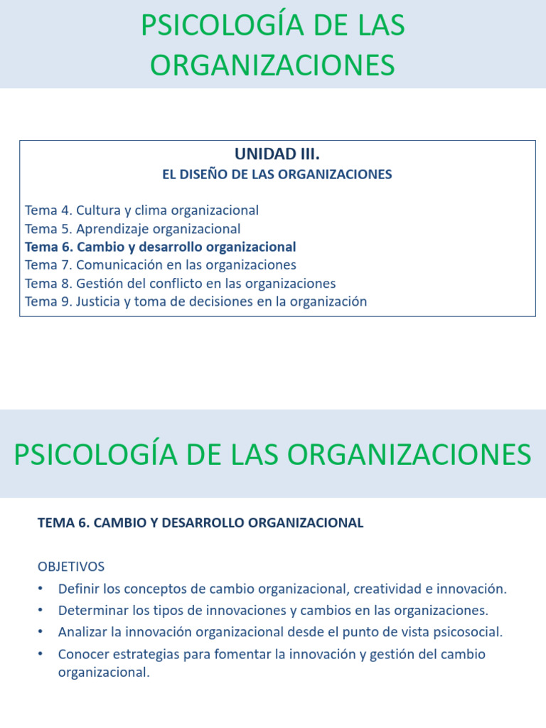 Tema 6 Cambio y Desarrollo Organizacional | PDF | Innovación ...