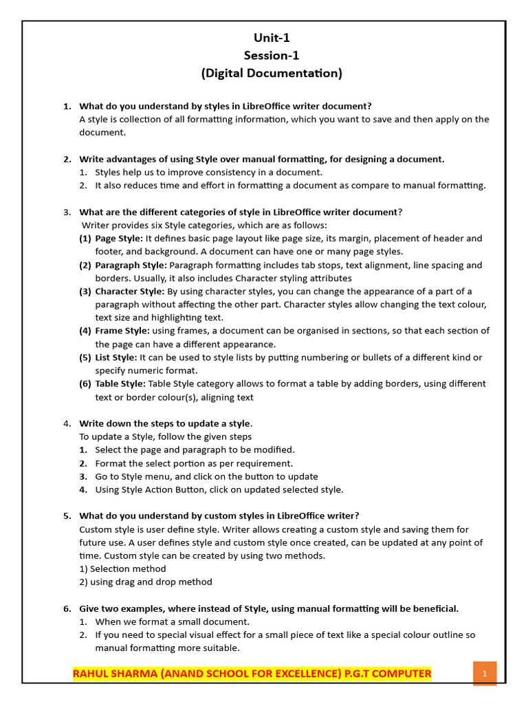Digital Documentation Class 10 Guide | PDF | Digital Image | Computing