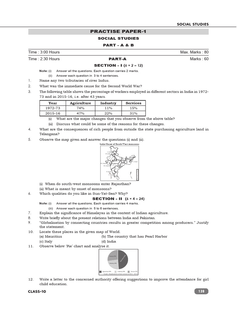 Class 10 Social Studies Practice Paper | PDF