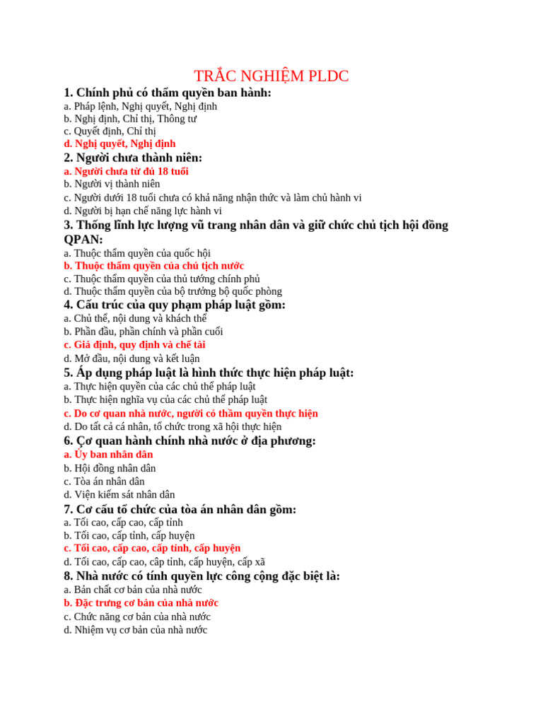 Trắc Nghiệm PLDC | PDF
