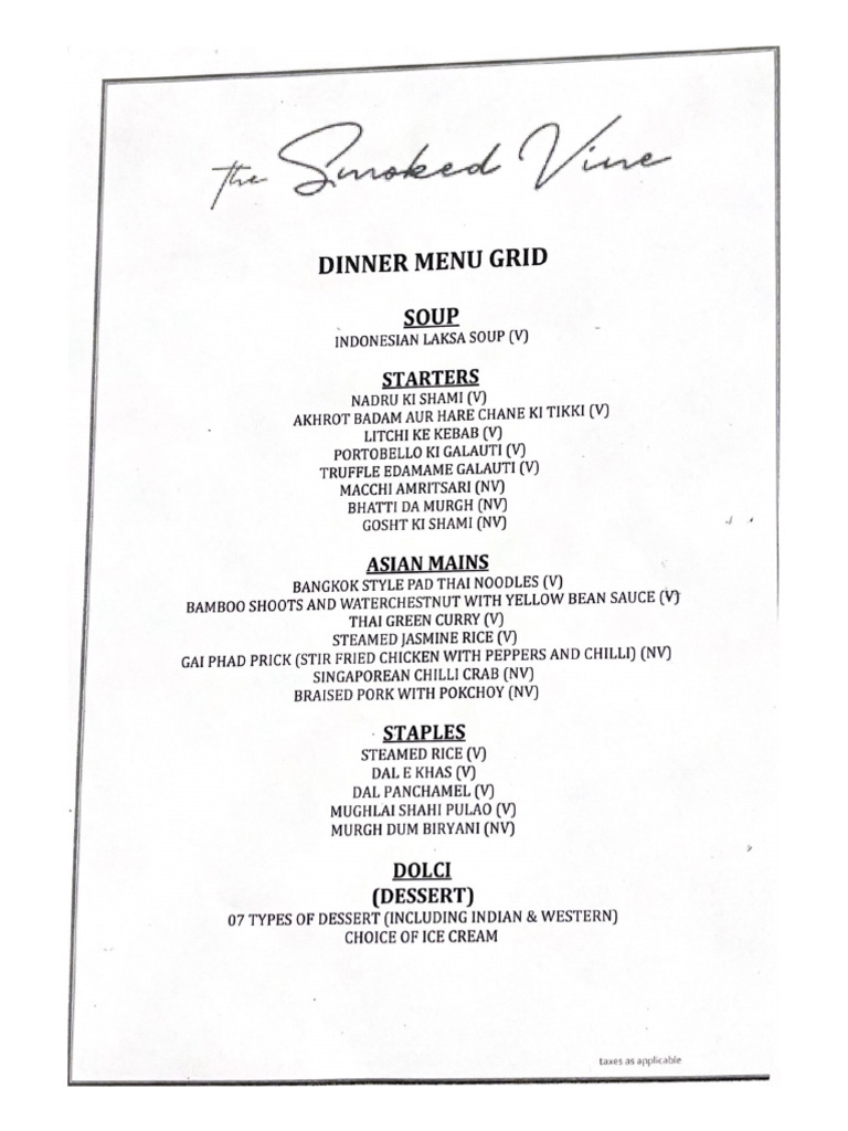 Dinner Menu Grid | PDF