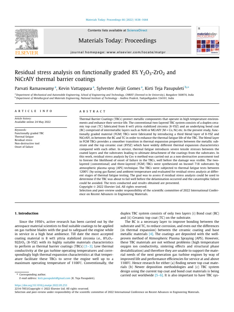 Residual Stress Analysis On Functionally Graded 8% Y2O3-ZrO2 and ...