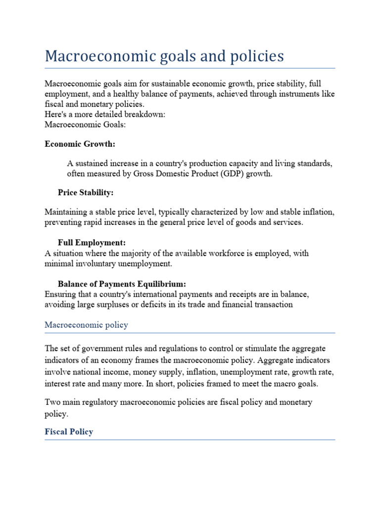 Fiscal and Monetary Policy Overview | PDF | Fiscal Policy | Monetary Policy