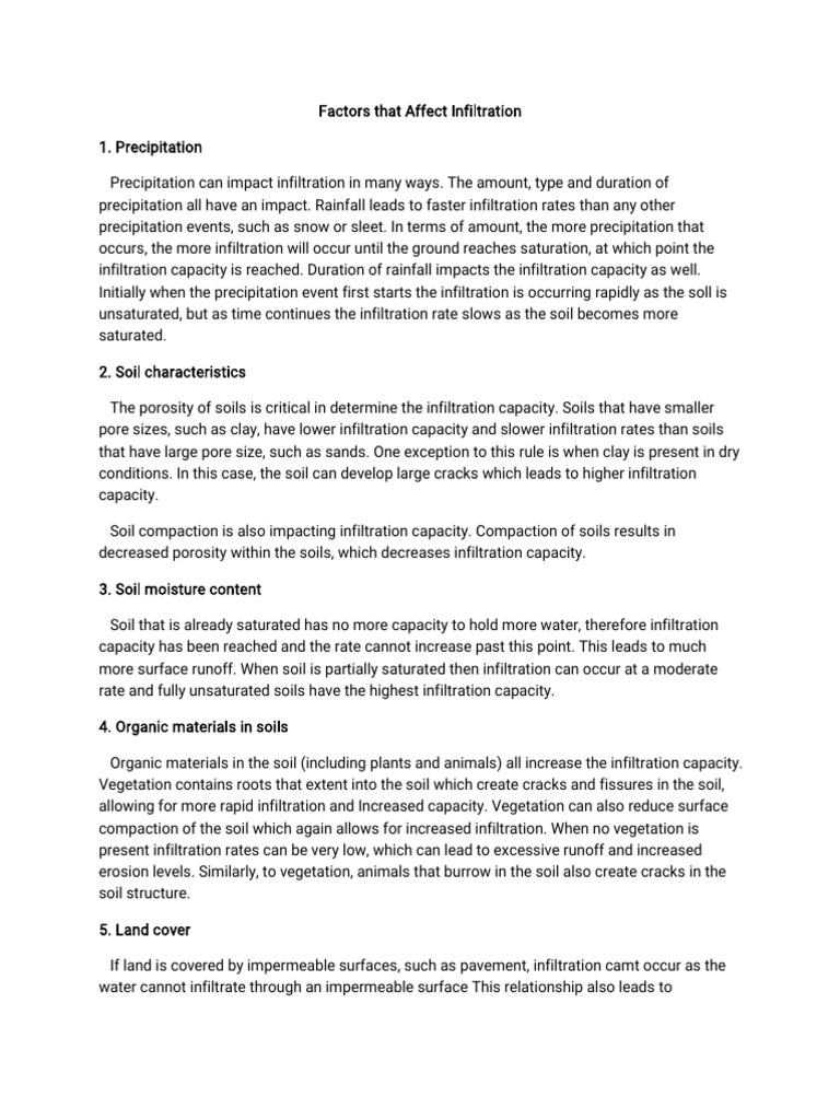 Factors Influencing Soil Infiltration Rates | PDF | Soil | Surface Runoff