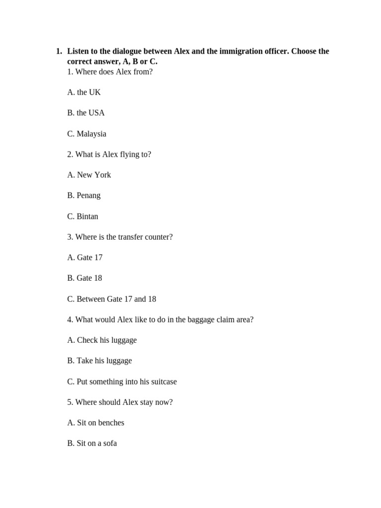 Listening Comprehension Exercises | PDF | Baggage