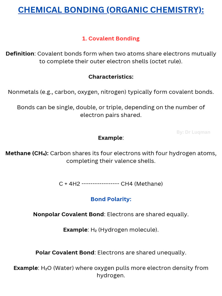 Covalent Bonding in Organic Chemistry | PDF | Chemical Bond | Molecular ...