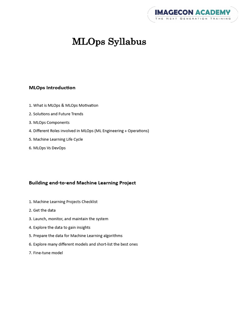 MLOps Course Syllabus Overview | PDF | Information Technology ...
