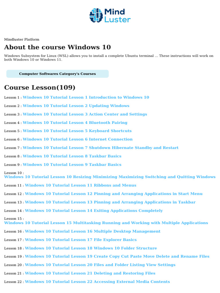 Comprehensive Windows 10 Training Course | PDF | Windows 10 | Microsoft ...