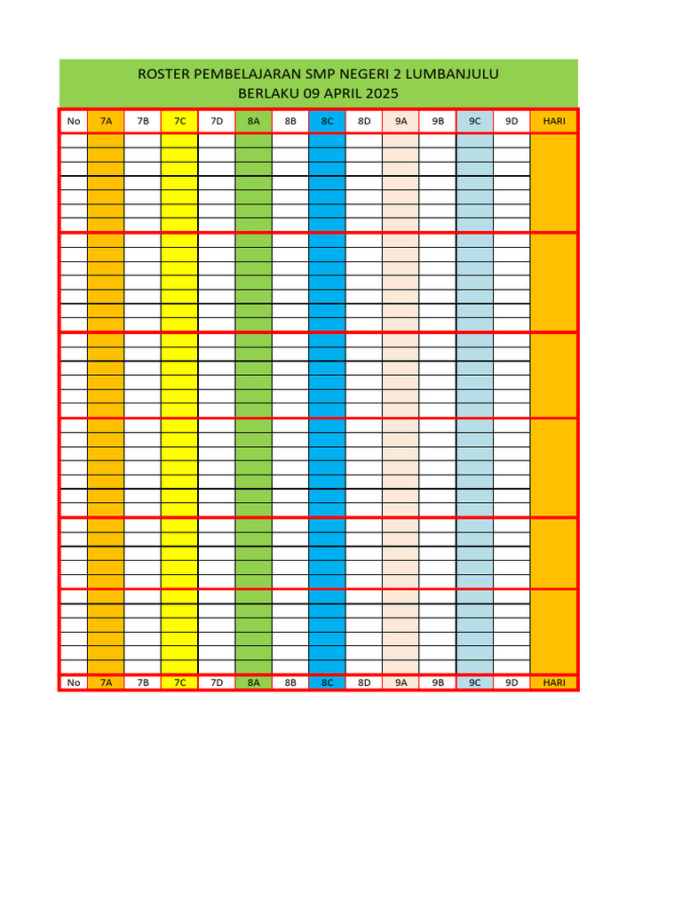 Roster Normal, 09 April 2025 | PDF