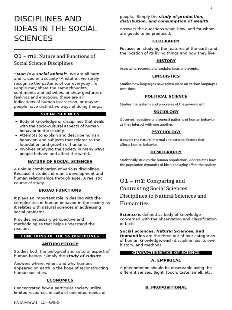 Overview of Social Science Disciplines | PDF | Jesus | Social Sciences