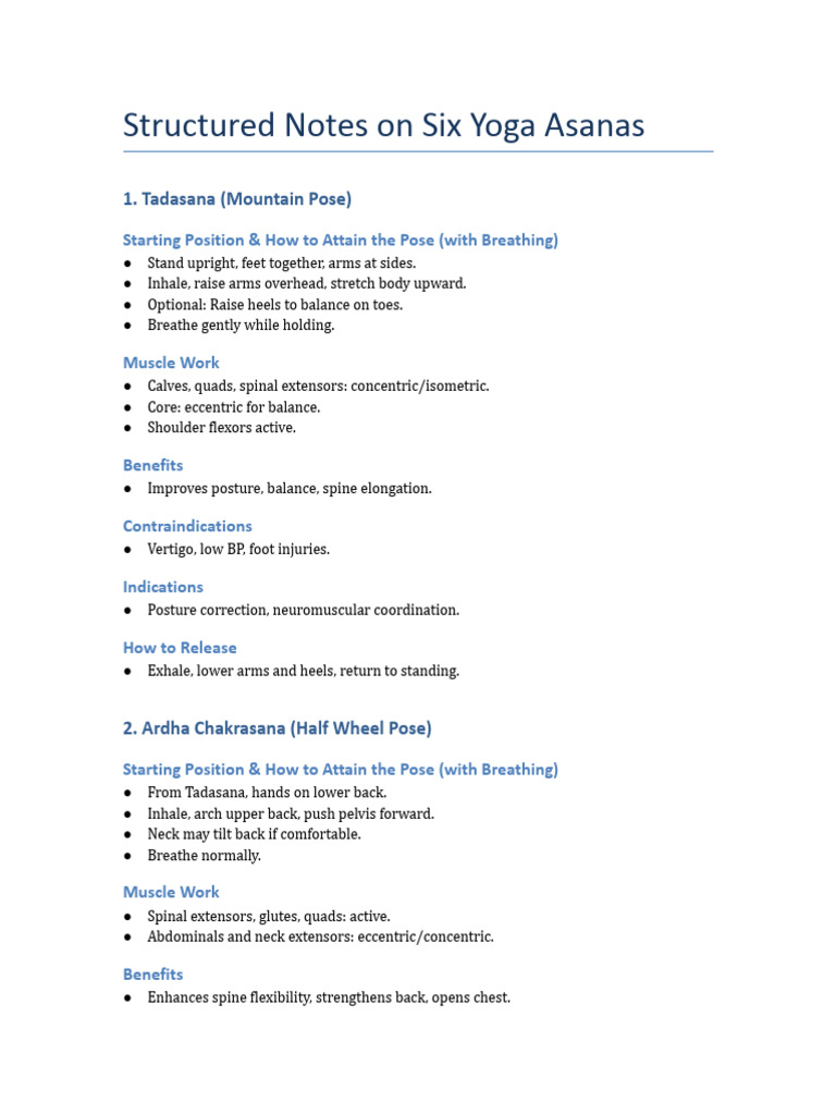 Six Essential Yoga Asanas Guide | PDF | Musculoskeletal System